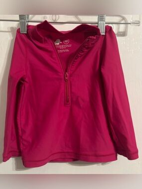 Girls' Hot Pink Zip-Front Long Sleeve Top